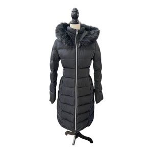 Guess Jeans Women’s Down Jacket With Faux Fur Hood Black XS Puffer